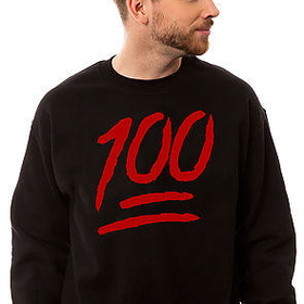 The Keep It 100 Emoticon Crewneck Sweatshirt in Black