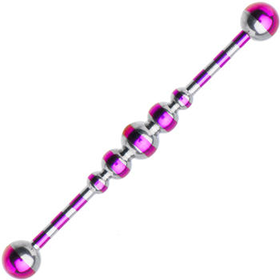 Purple Candy Striped Anodized Ascending Ball Industrial Barbell 37mm | Body Candy Body Jewelry
