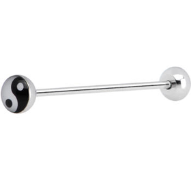 Logo Ying Yang Industrial Barbell 40mm | Body Candy Body Jewelry