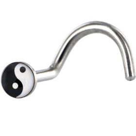 Surgical Steel Black and White YIN YANG Logo Nose Ring | Body Candy Body Jewelry