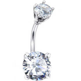 Clear 10mm Round Cubic Zirconia Belly Ring | Body Candy Body Jewelry