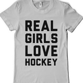 Real Girls Love Hockey-Female Silver T-Shirt