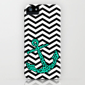 Mint Leopard Anchor iPhone Case by M Studio - Available for iPhone 3G, 3GS, 4, 4S, and 5