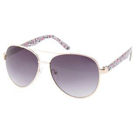 Pink Daisy Print Aviator Sunglasses by Charlotte Russe