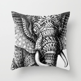 Ornate Elephant v.2 Throw Pillow by BIOWORKZ
