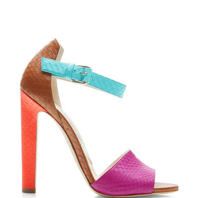 Brian Atwood Iosy Color-Block Snakeskin Sandals Multi