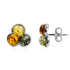 Multicolor Amber Sterling Silver Fashion Charming Stud Earrings
