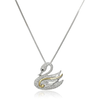 Sterling Silver and 14k Gold Diamond Swan Pendant